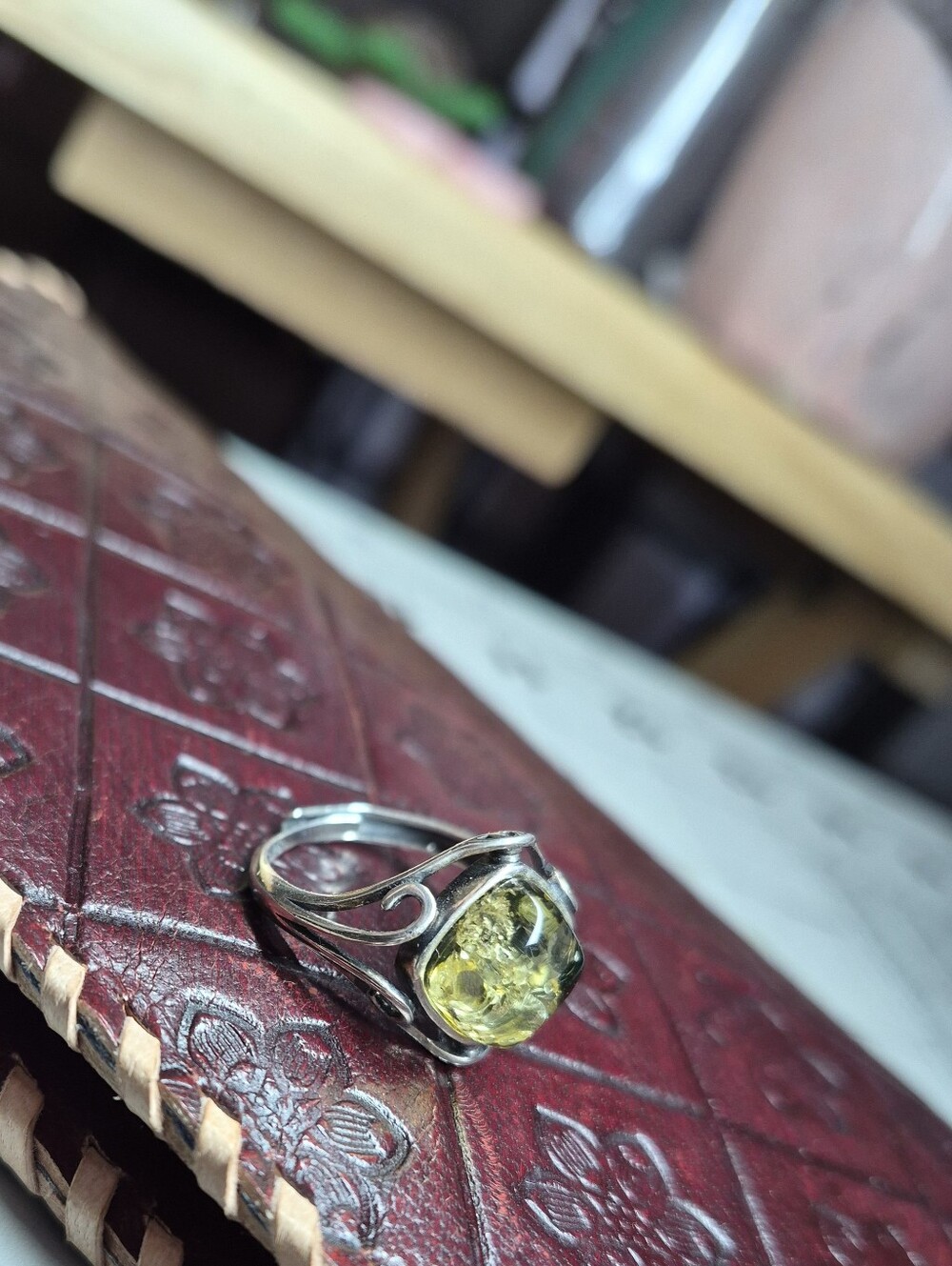 925 Sterling Silver Amber Ring - adjustable, NEW - Picture 9 of 10